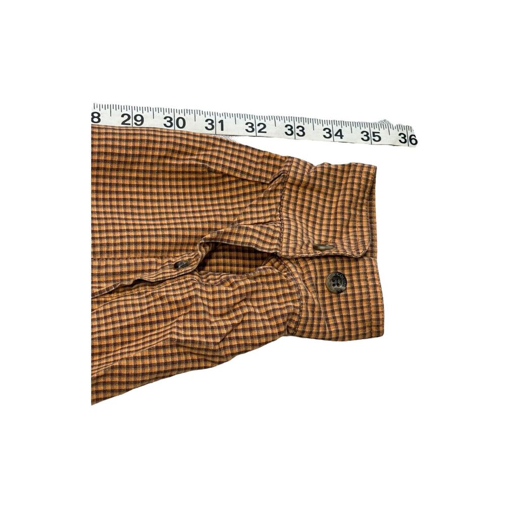 Columbia Shirt Men's Large Yellow Brown Mini Gingham Cotton Classic Button-Down - Picture 6 of 7